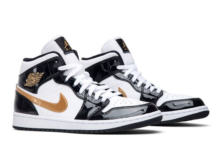 Air Jordan 1 Mid Patent Se Black Gold Culture Circle